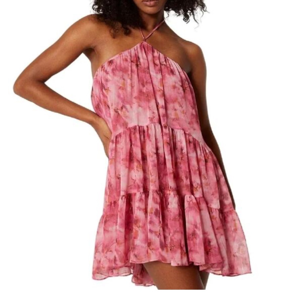 Misa Los Angelos Sastra Pink Halter Mini Dress